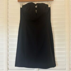 Cope Mini Strapless Dress Deep V Neck Black Small Stretch Fabric Party